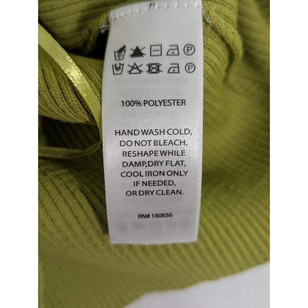 Sincerely Jules Ribbed Crop Sweater Square Neck Long Sleeve Green‎ M
